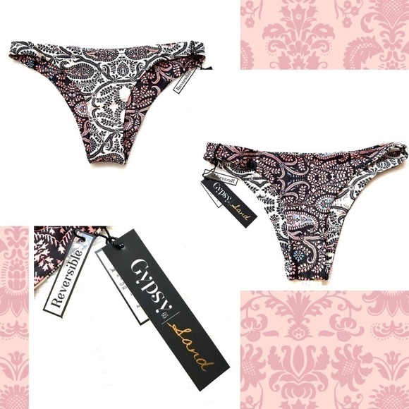 NWT Gypsy 05 Sand Reversible Boho Cheeky Swim Bikini Bottom - Picture 1 of 9